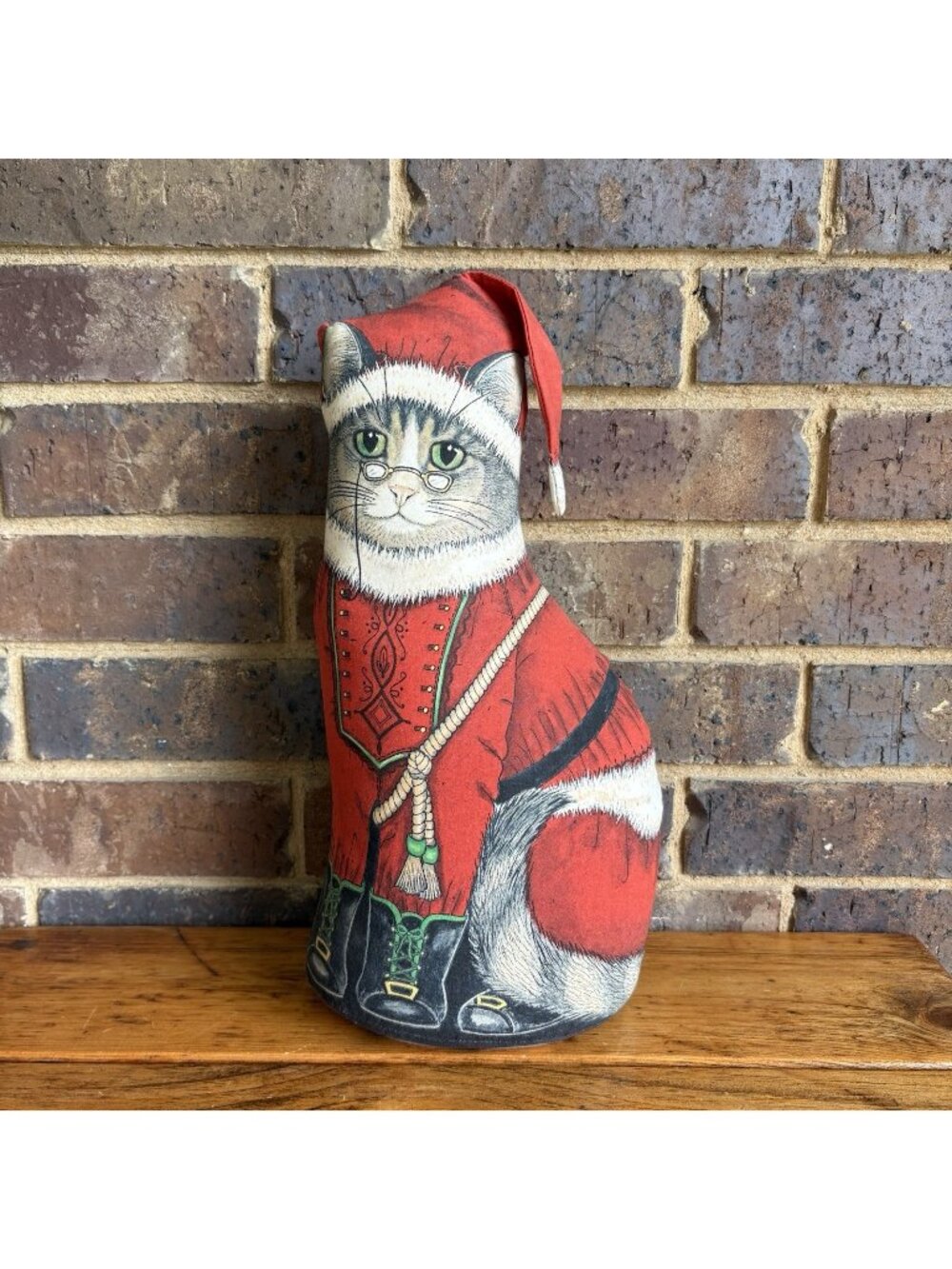 The Toy Works Santa Paws Christmas Cat Weighted Doorstop 15" Dorothy Dear Design